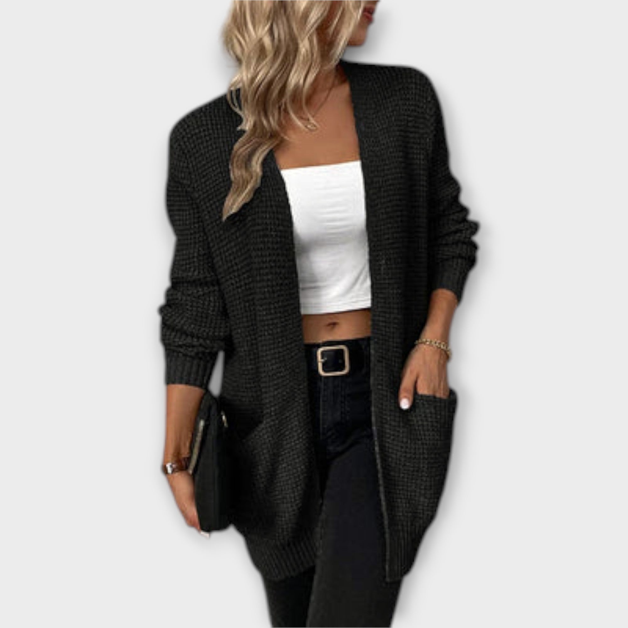 Nancy - Casual Strik Cardigan med Lommer