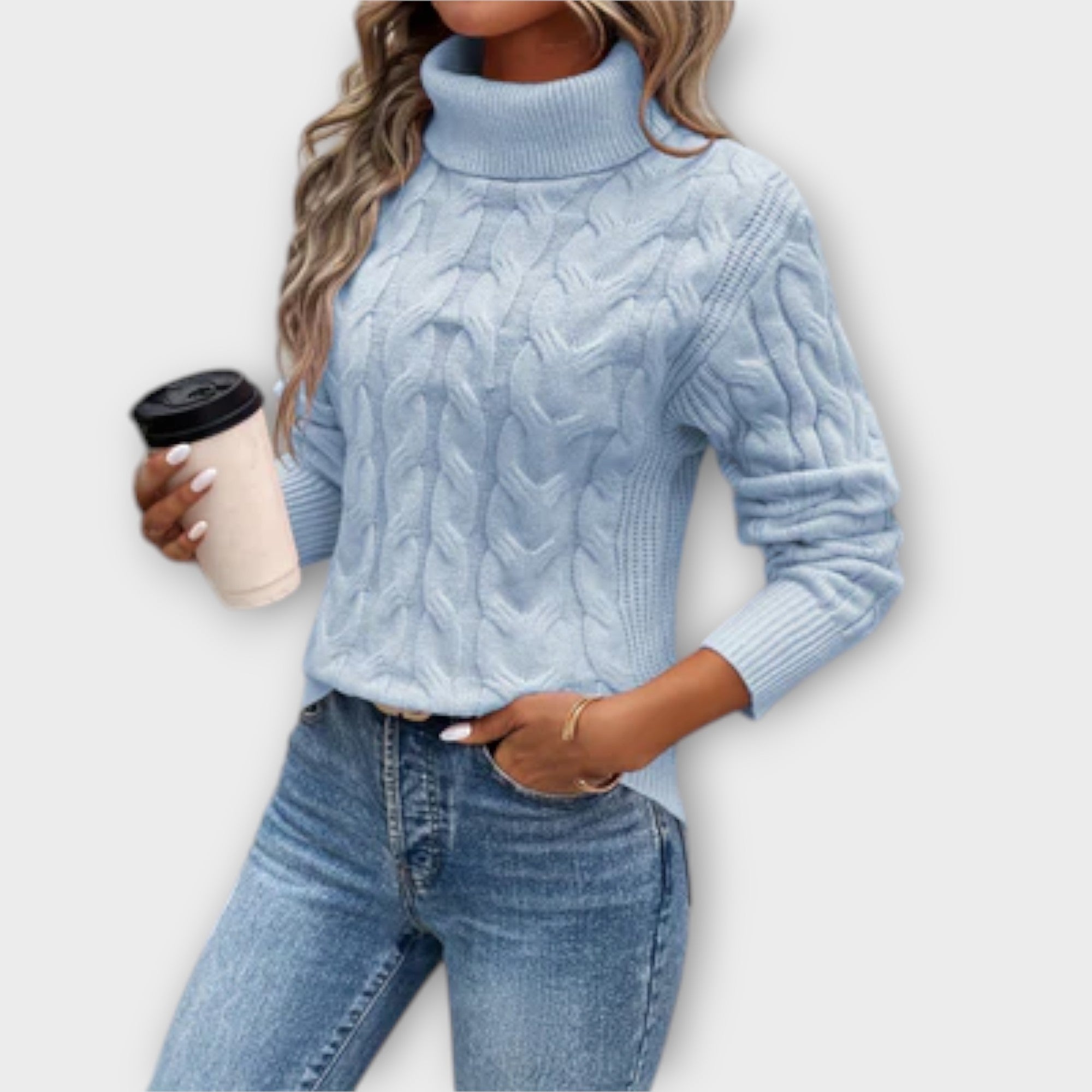 Amelia – Elegant Turtleneck Sweater lavet af strik