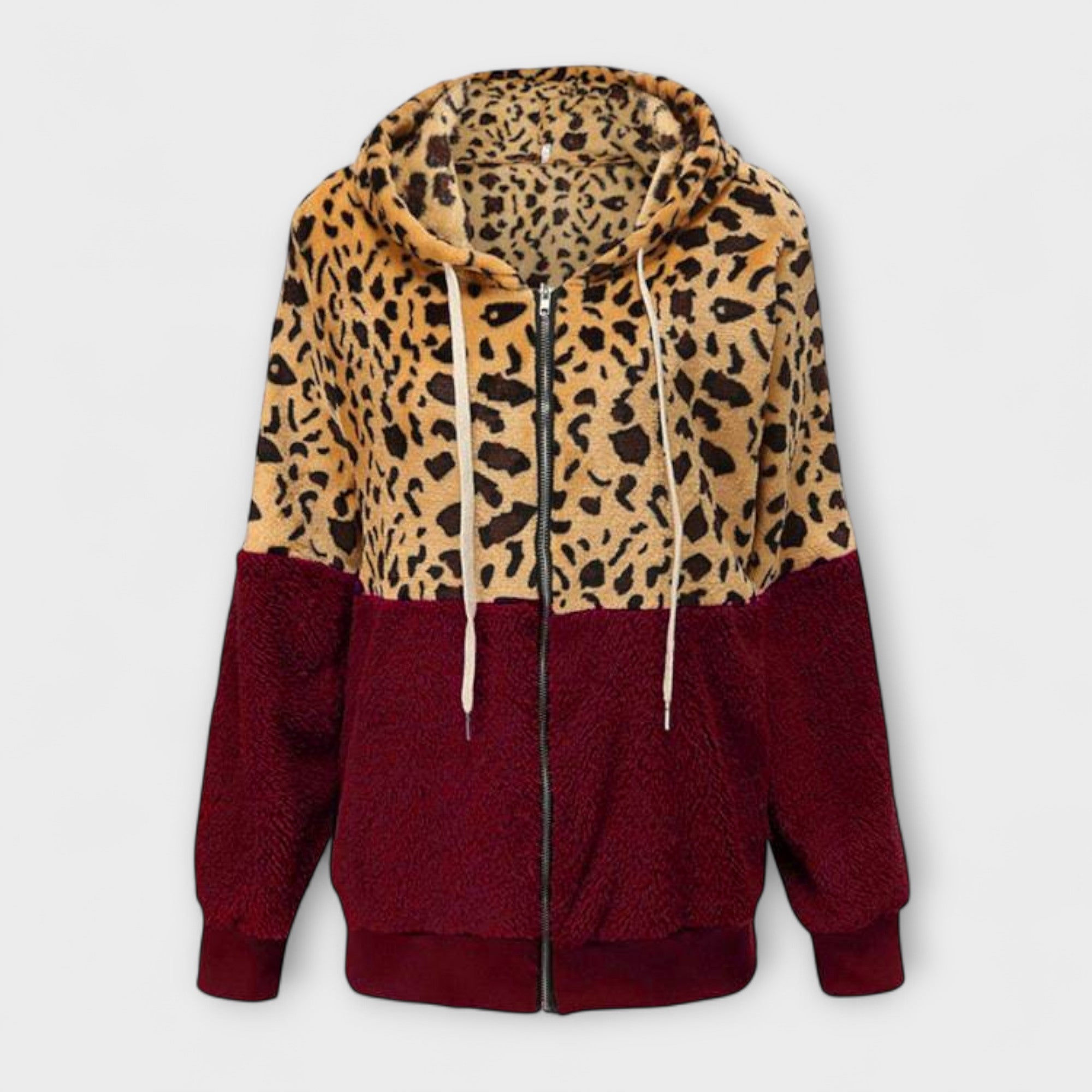Lea - Fleece Hoodie med Leopard Design