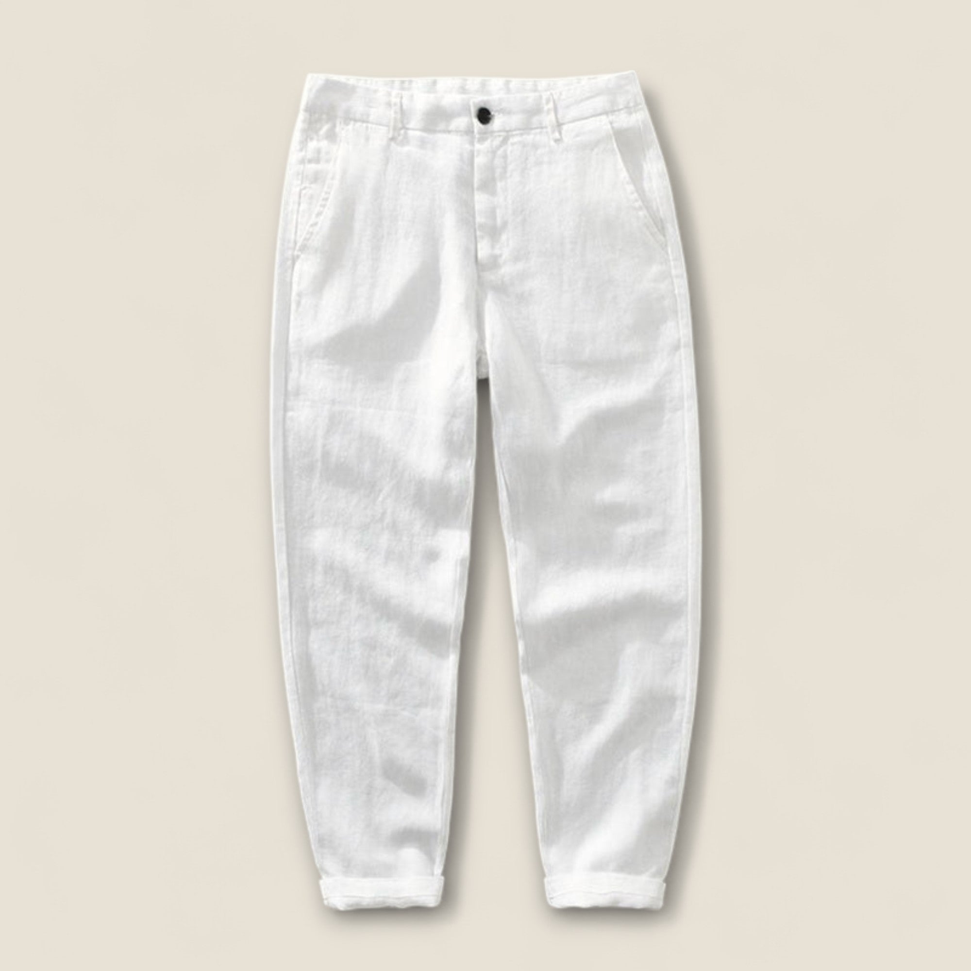 Mateo - Linned Bukser med Lige Ben