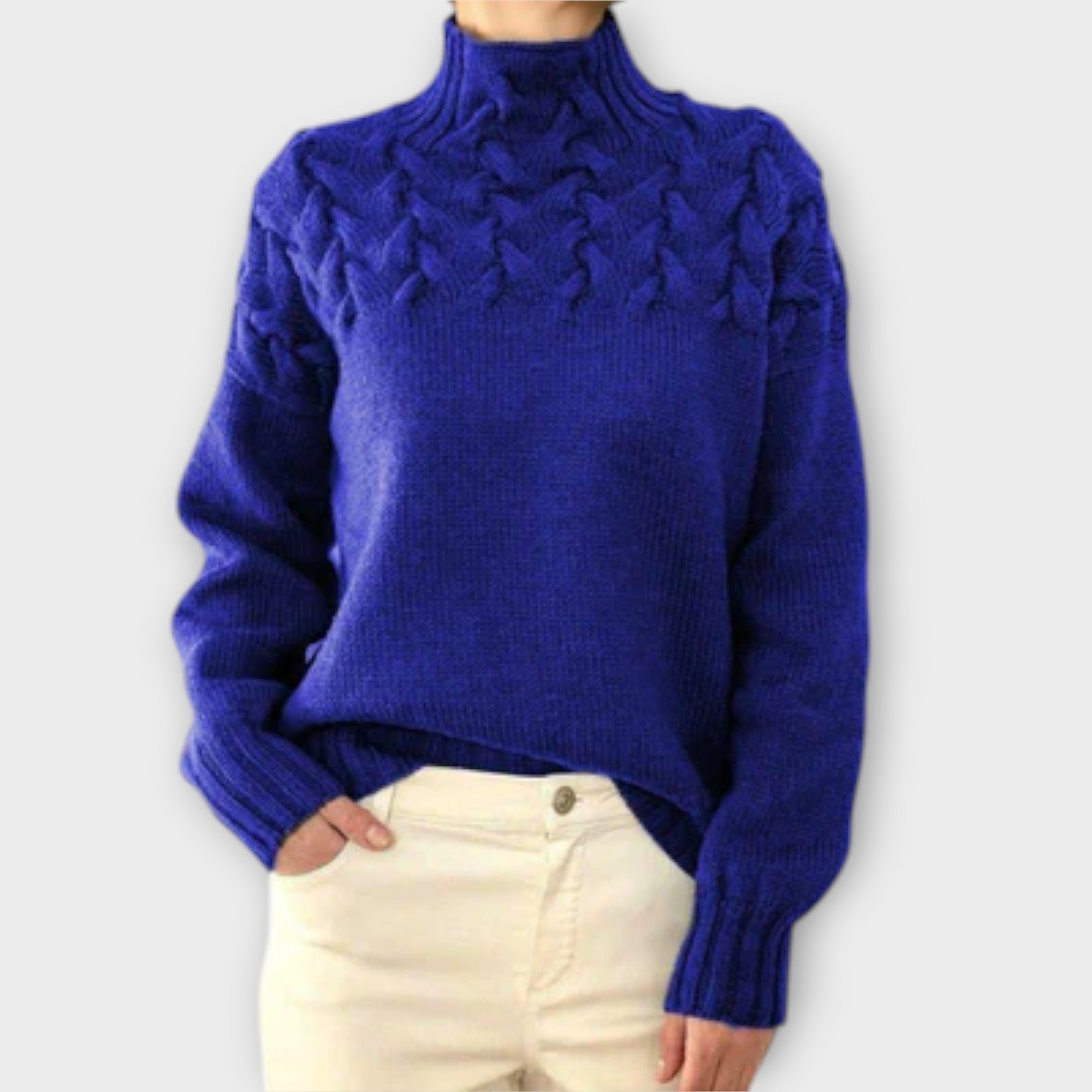 Eva - Kvinders Sweater med Kabelstrik Detalje