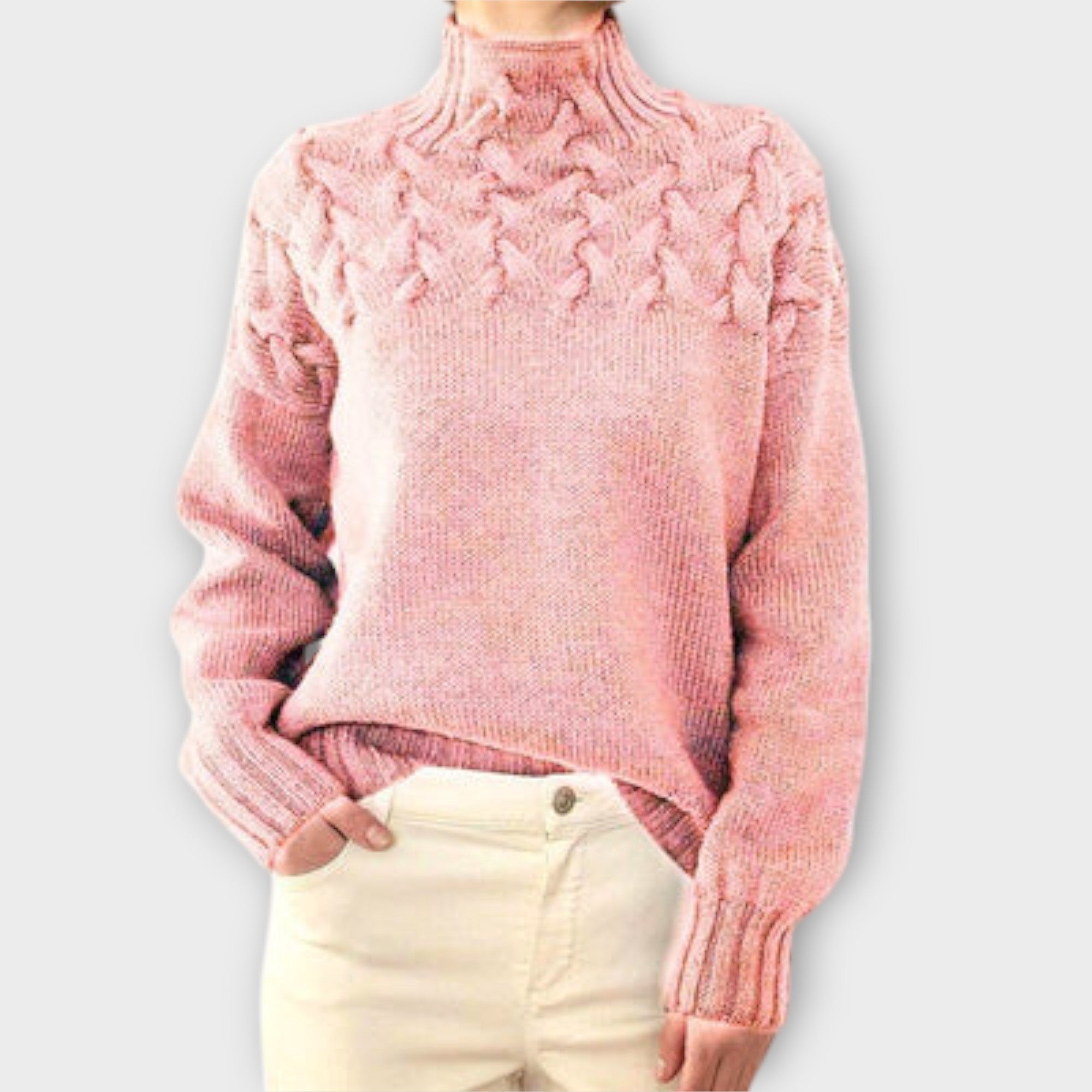 Eva - Kvinders Sweater med Kabelstrik Detalje