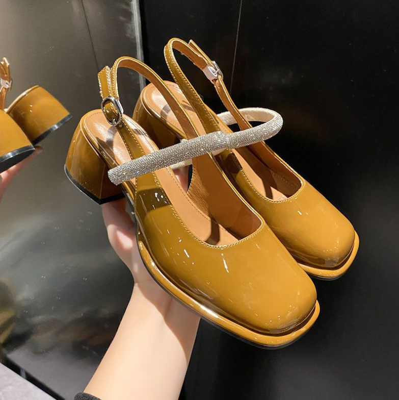 Celandra - Mary Janes med Glitterrem og Blokhæl