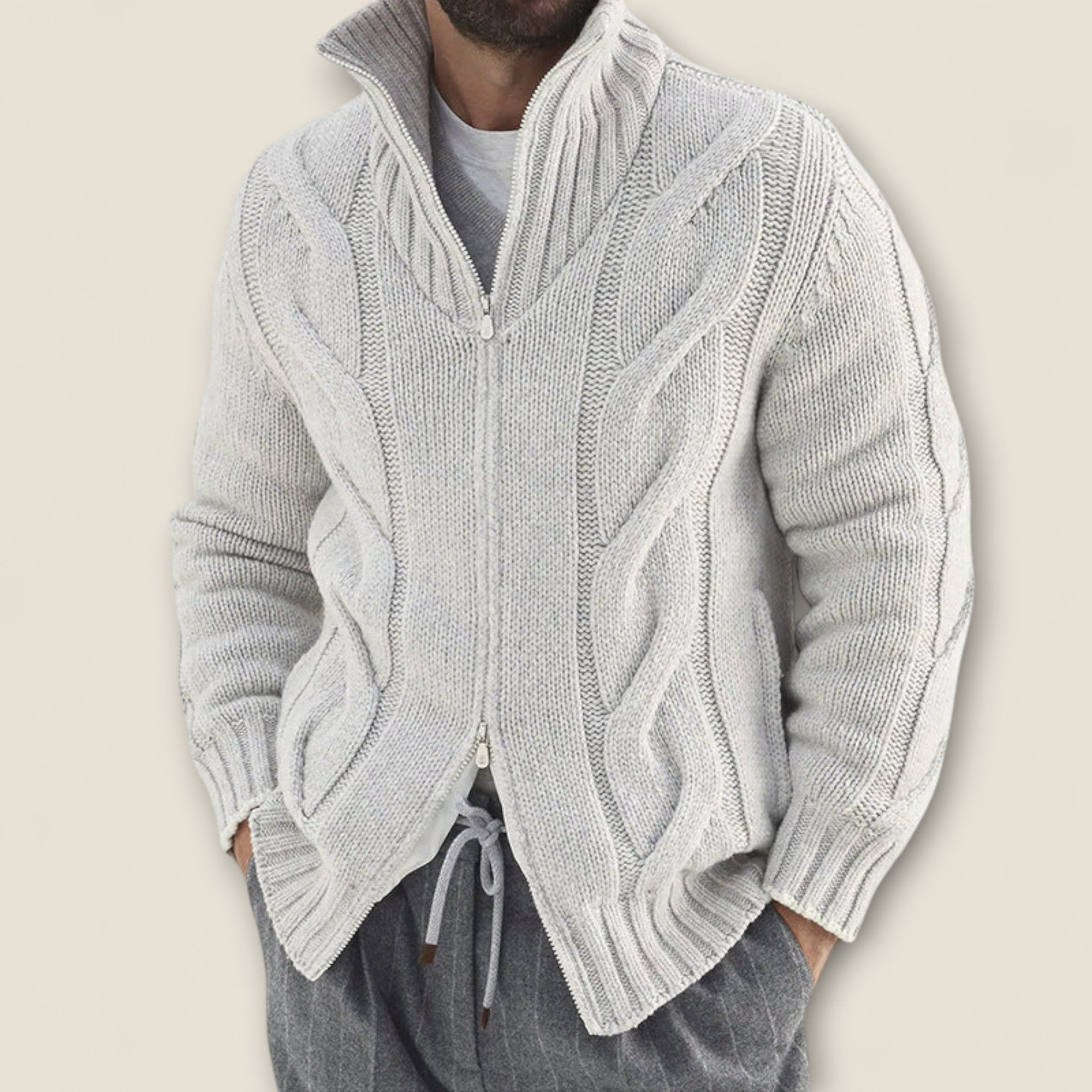 Stefano - Kabelstrikket Zip-Up Jakke