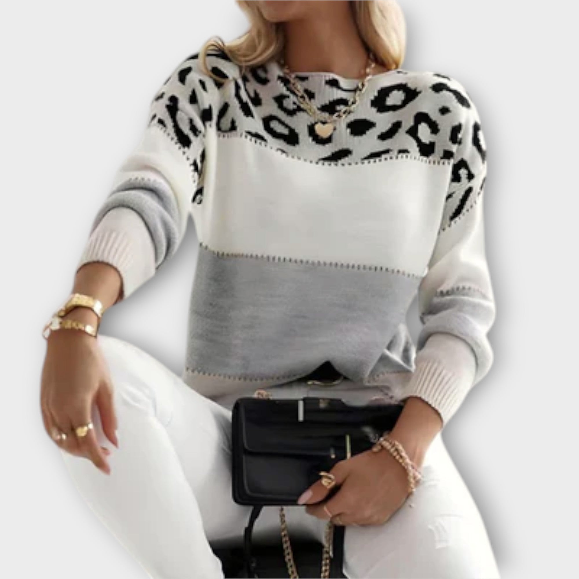 Cheyenne - Casual Sweater med Leopard Design