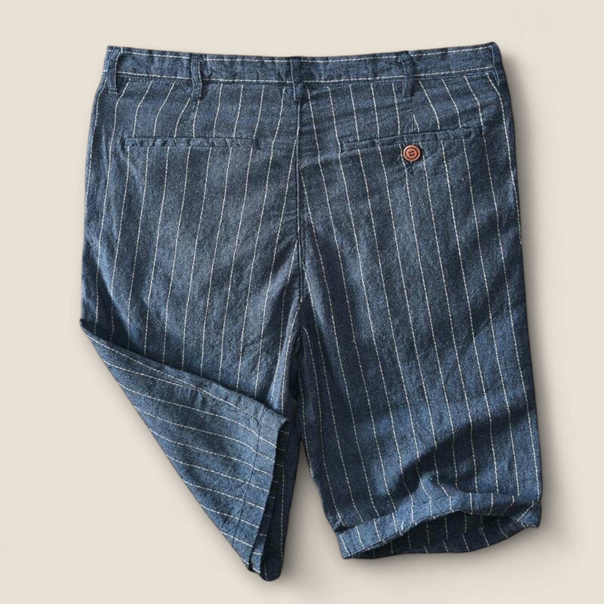 Alonso - Stribede Linned Bermuda Shorts