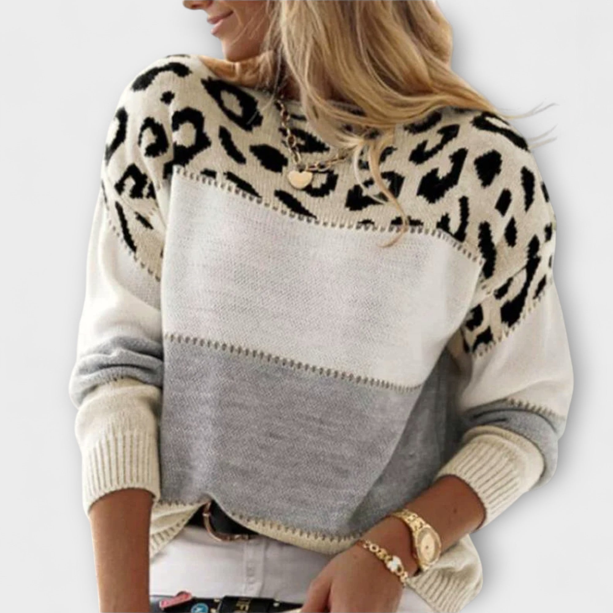 Cheyenne - Casual Sweater med Leopard Design