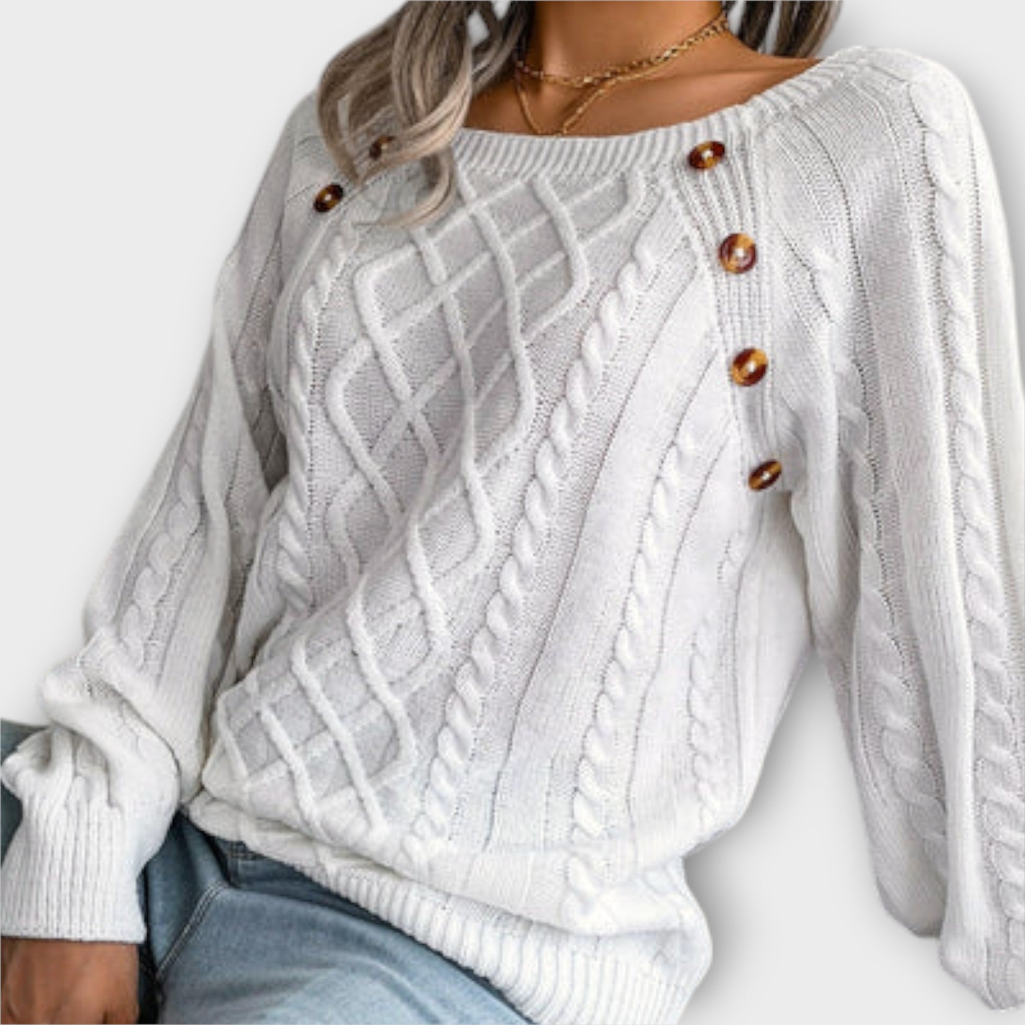 Malia - Strikket Sweater med Knapper