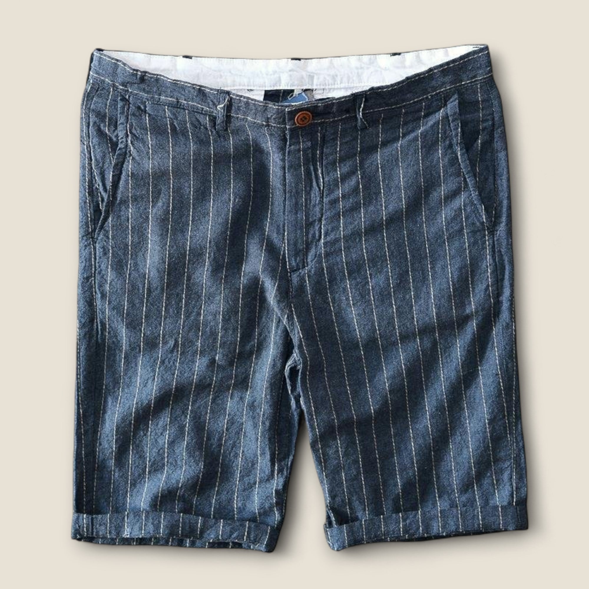Alonso - Stribede Linned Bermuda Shorts