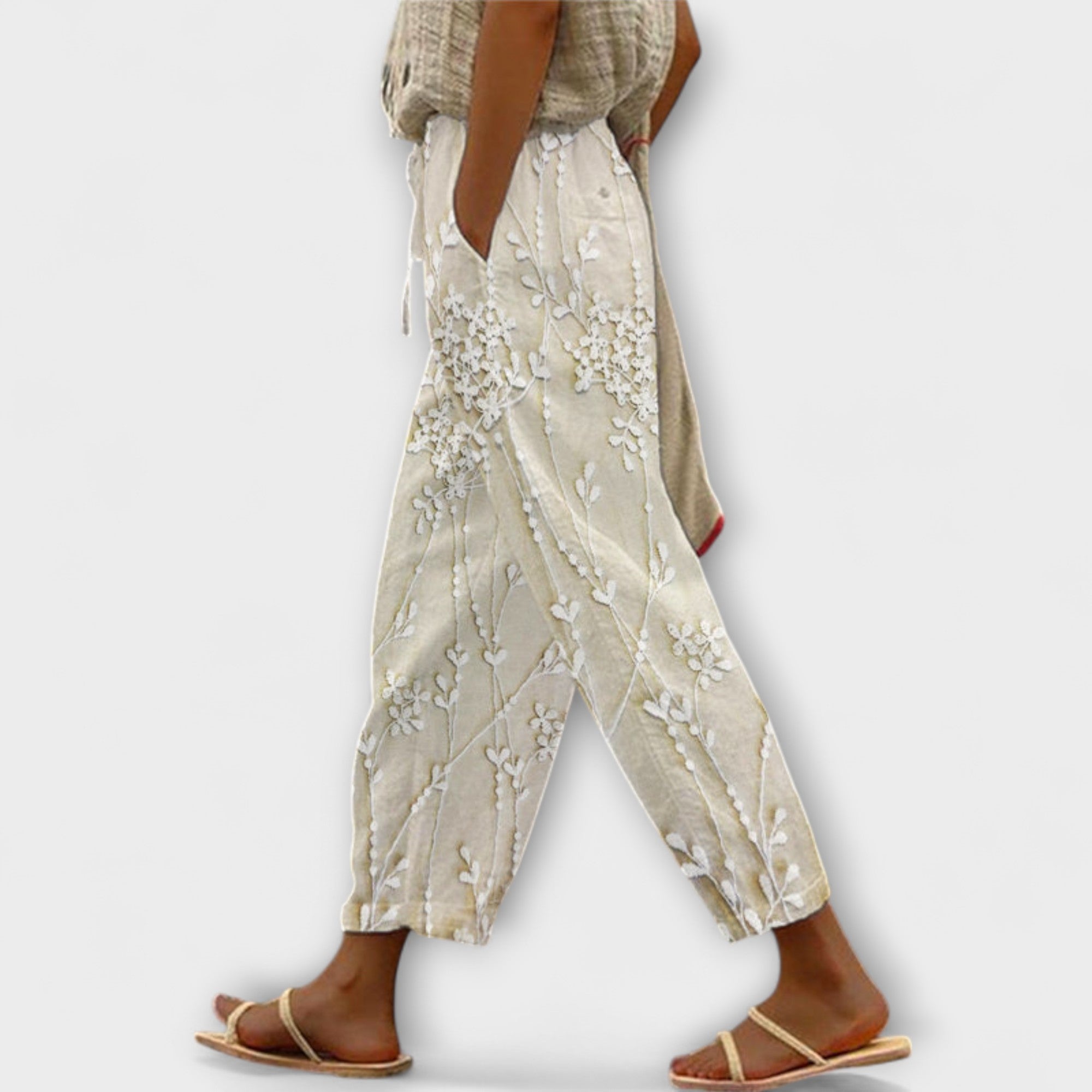 Zoey - Trykte Bukser med Mønster af Vindrueblade