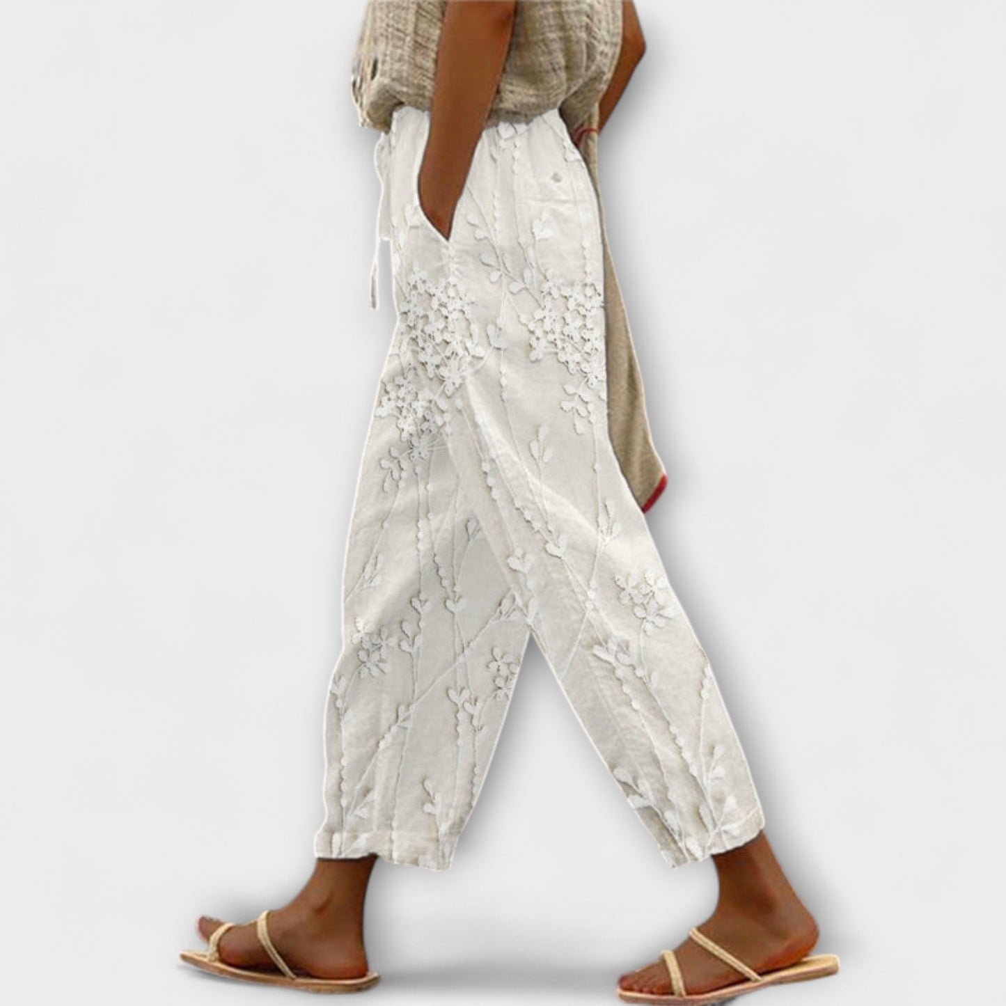 Zoey - Trykte Bukser med Mønster af Vindrueblade