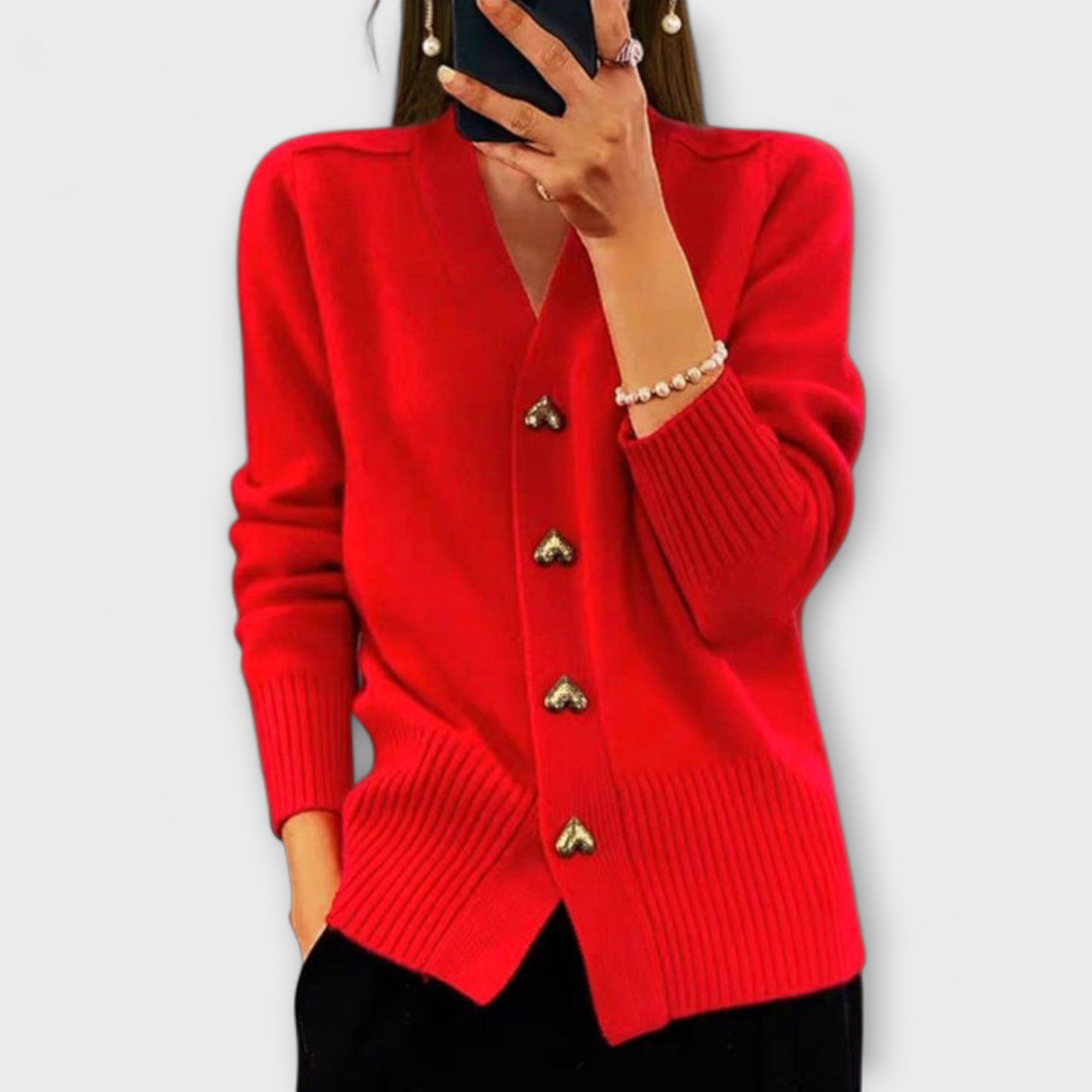 Marij – Kvinders Sweater med V-Hals i Vintage Look