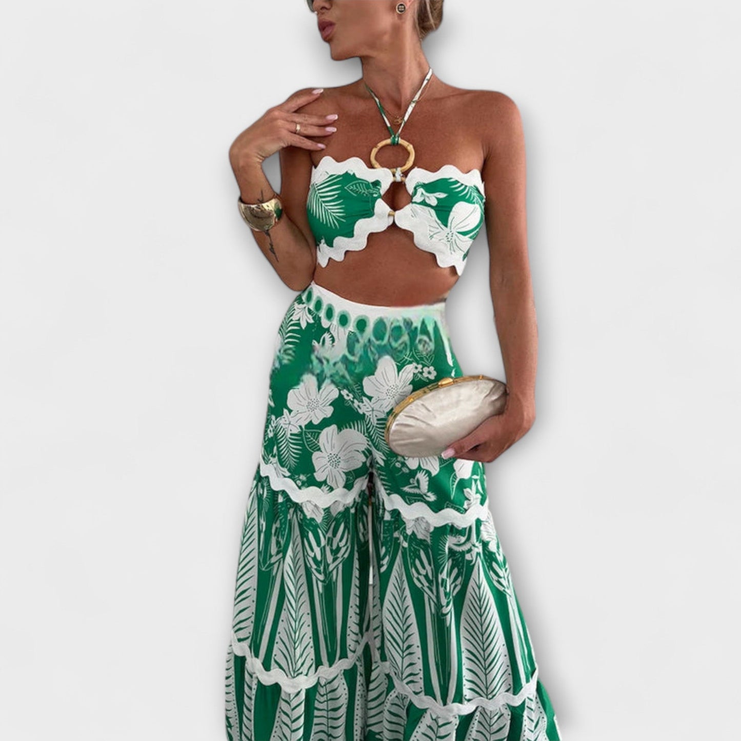 Zella - Cassie Ric Rac Trim Halter Ring Sæt