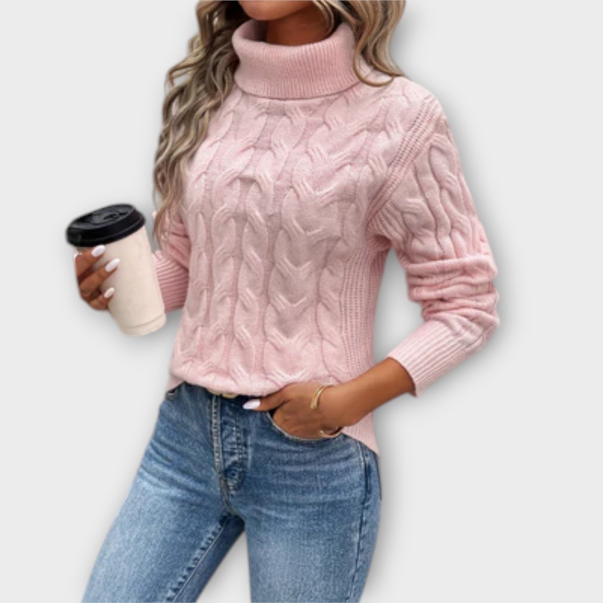 Amelia – Elegant Turtleneck Sweater lavet af strik