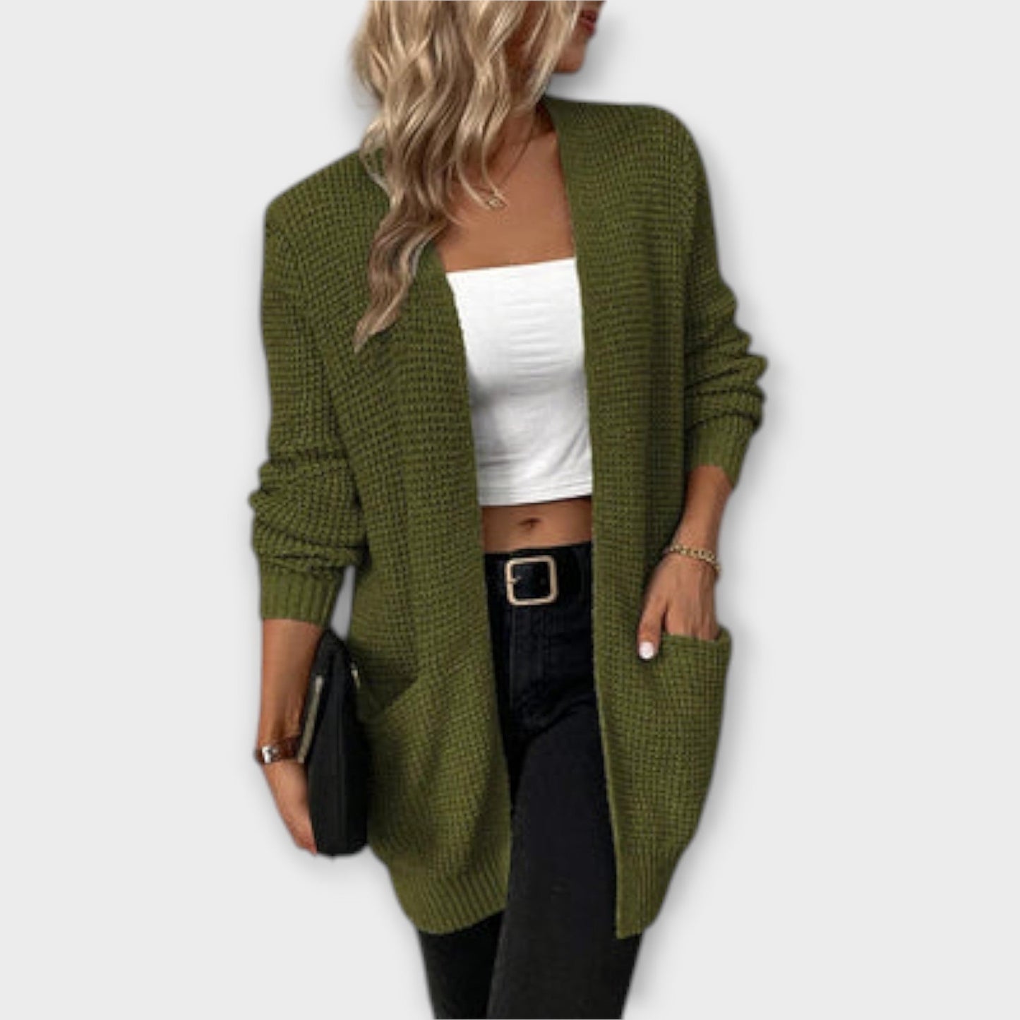 Nancy - Casual Strik Cardigan med Lommer