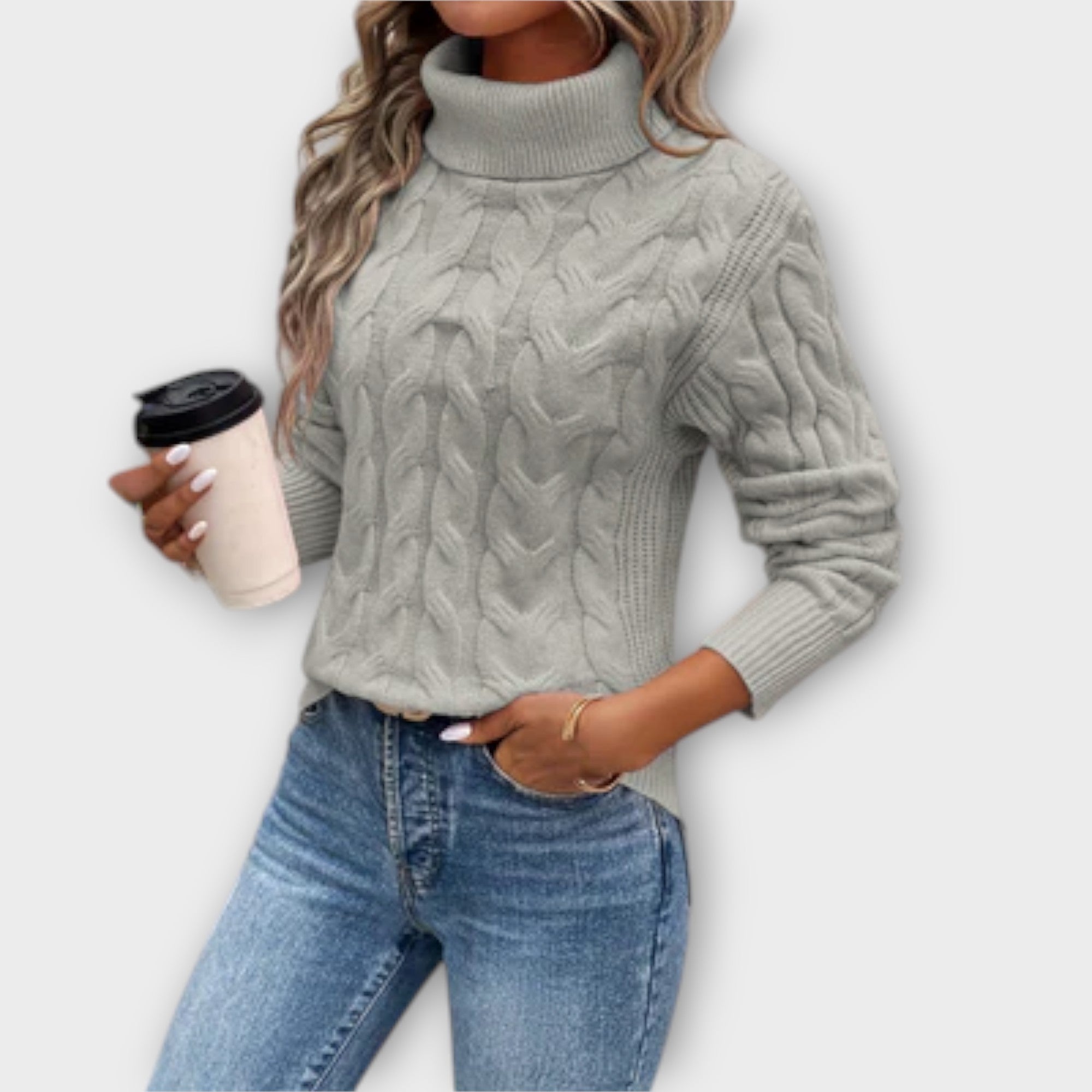 Amelia – Elegant Turtleneck Sweater lavet af strik
