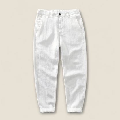 Mateo - Linned Bukser med Lige Ben