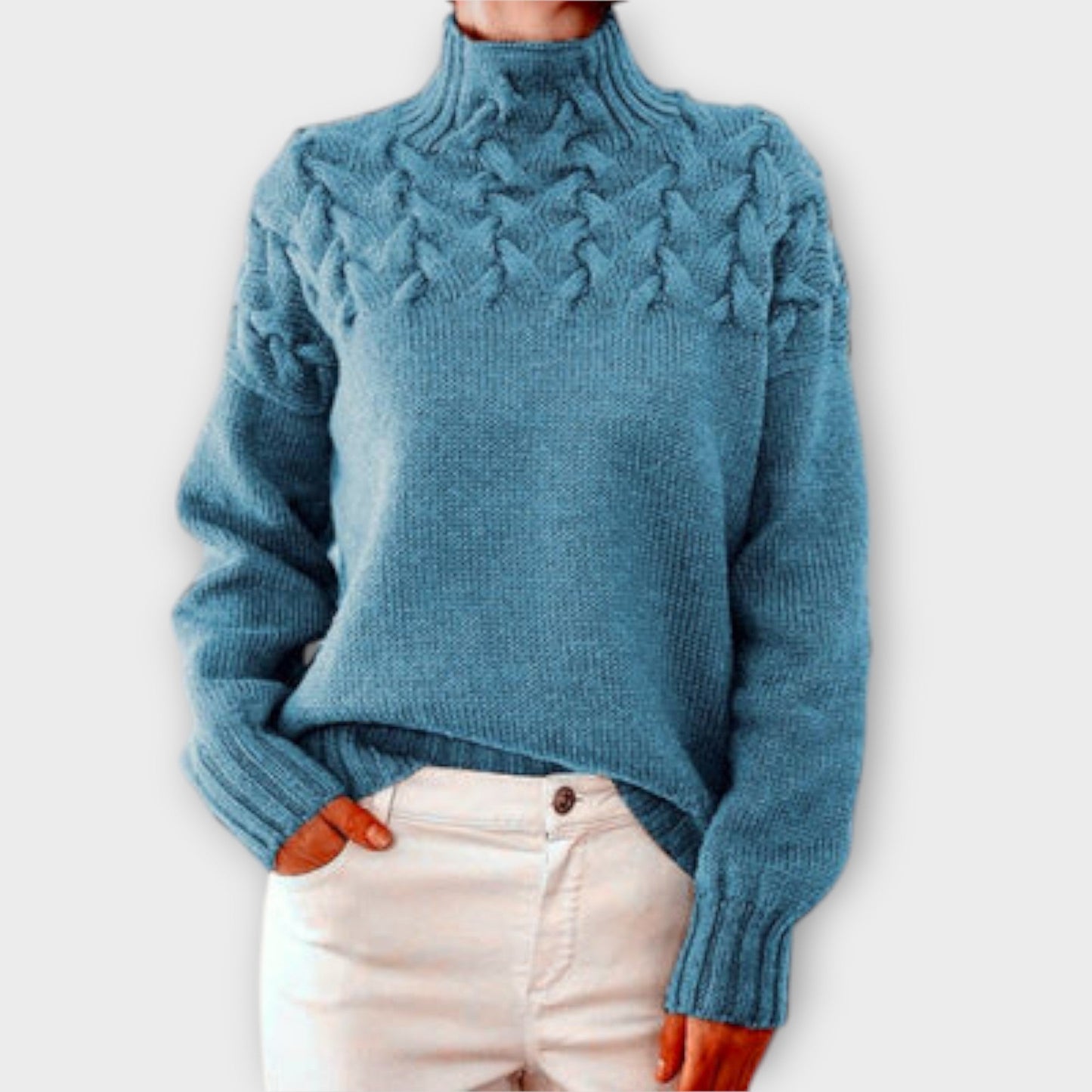 Eva - Kvinders Sweater med Kabelstrik Detalje