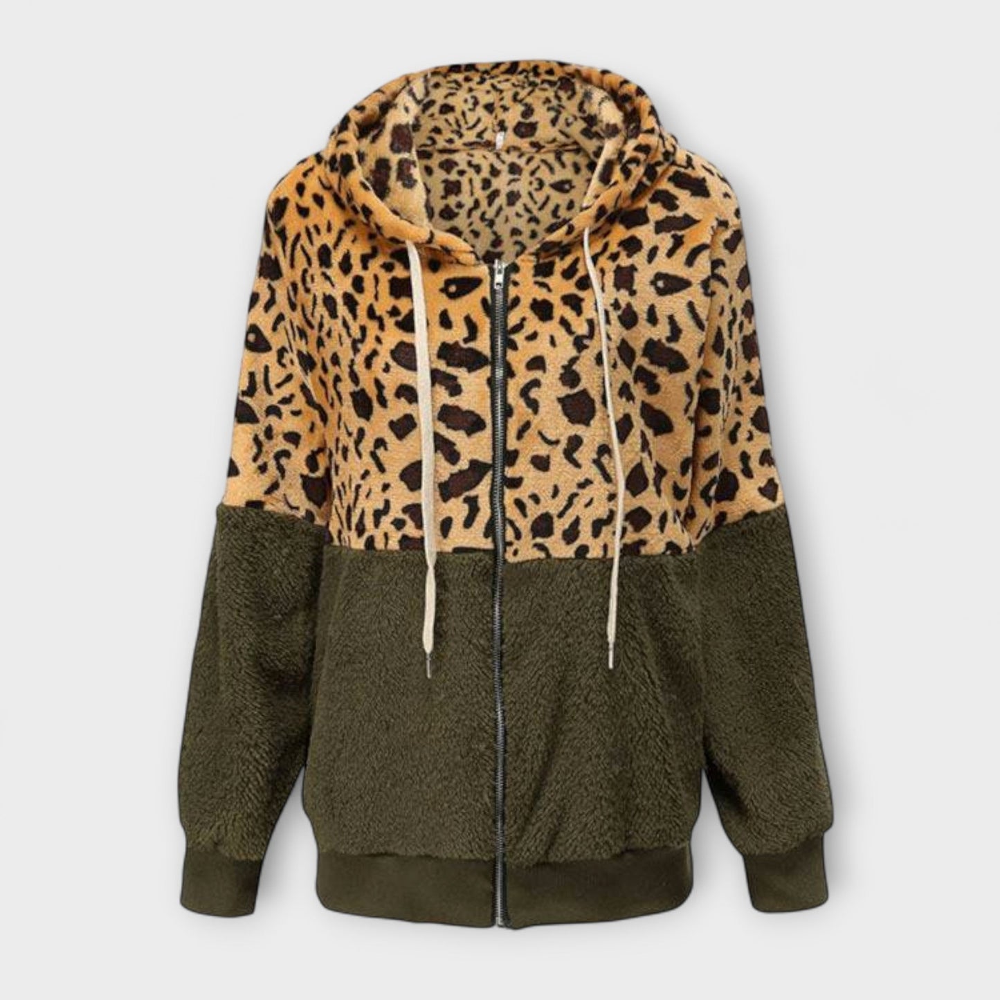Lea - Fleece Hoodie med Leopard Design
