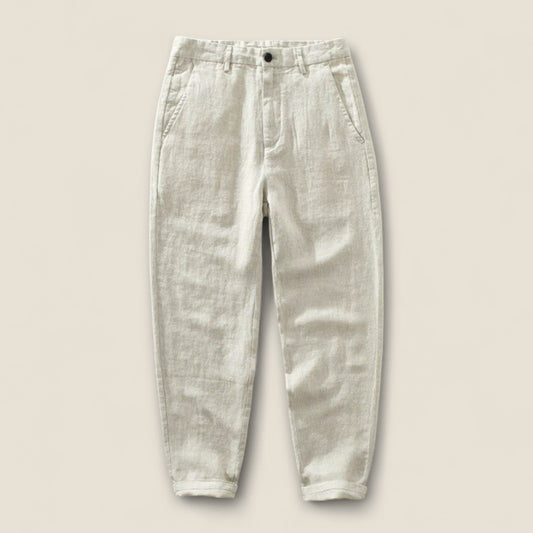 Mateo - Linned Bukser med Lige Ben
