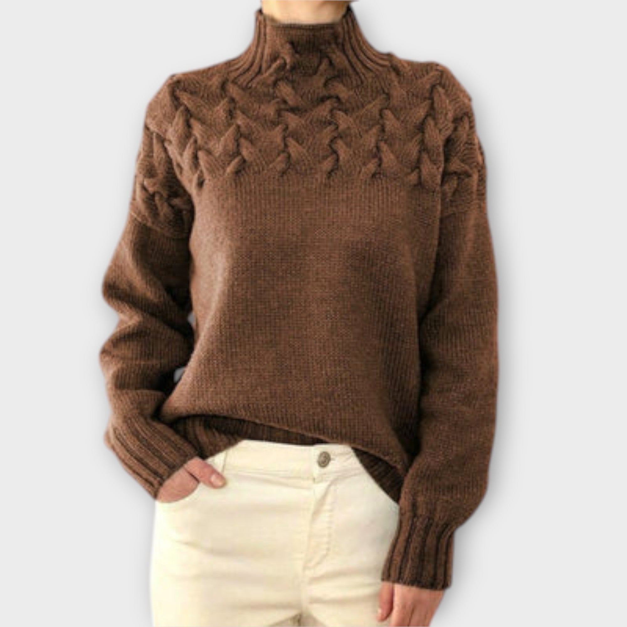 Eva - Kvinders Sweater med Kabelstrik Detalje