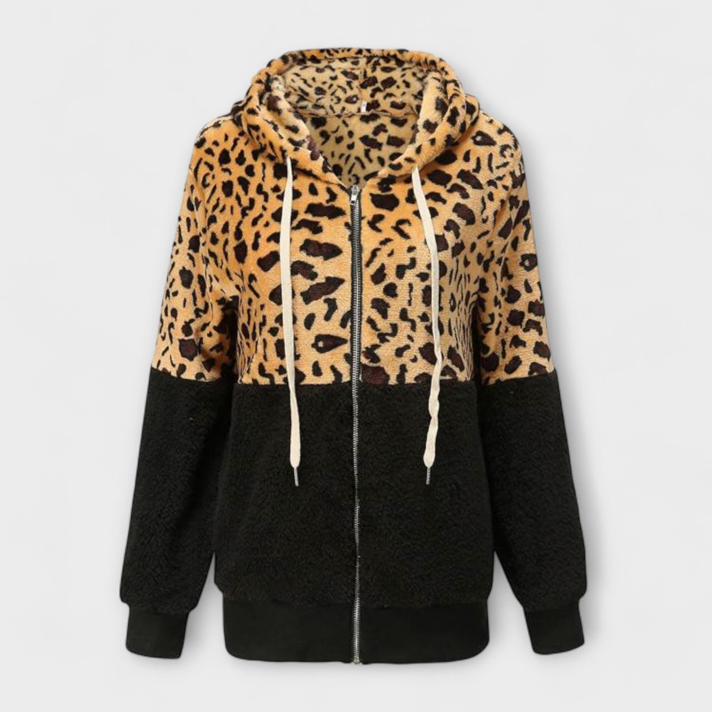 Lea - Fleece Hoodie med Leopard Design
