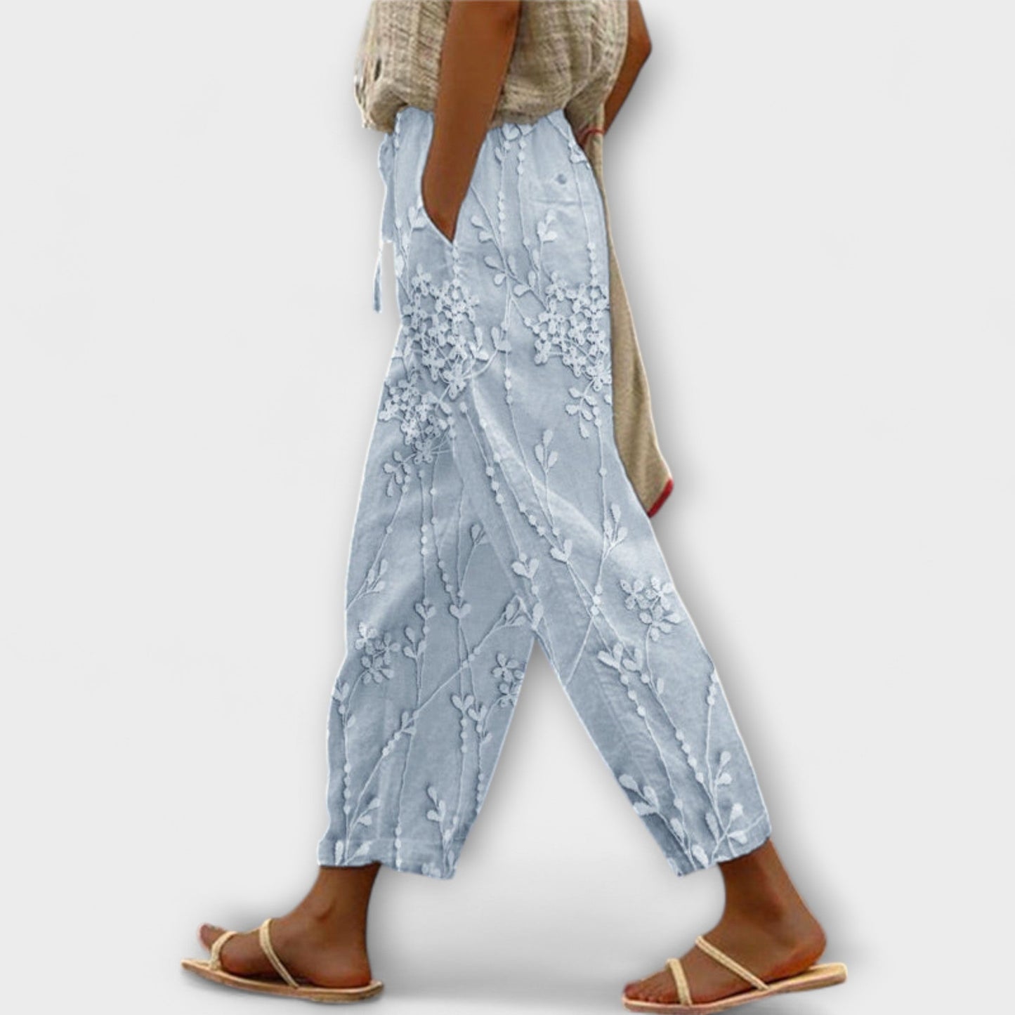 Zoey - Trykte Bukser med Mønster af Vindrueblade