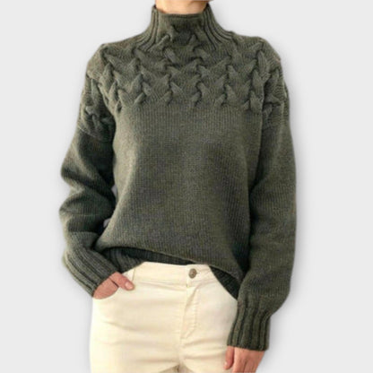 Eva - Kvinders Sweater med Kabelstrik Detalje