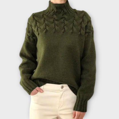 Eva - Kvinders Sweater med Kabelstrik Detalje