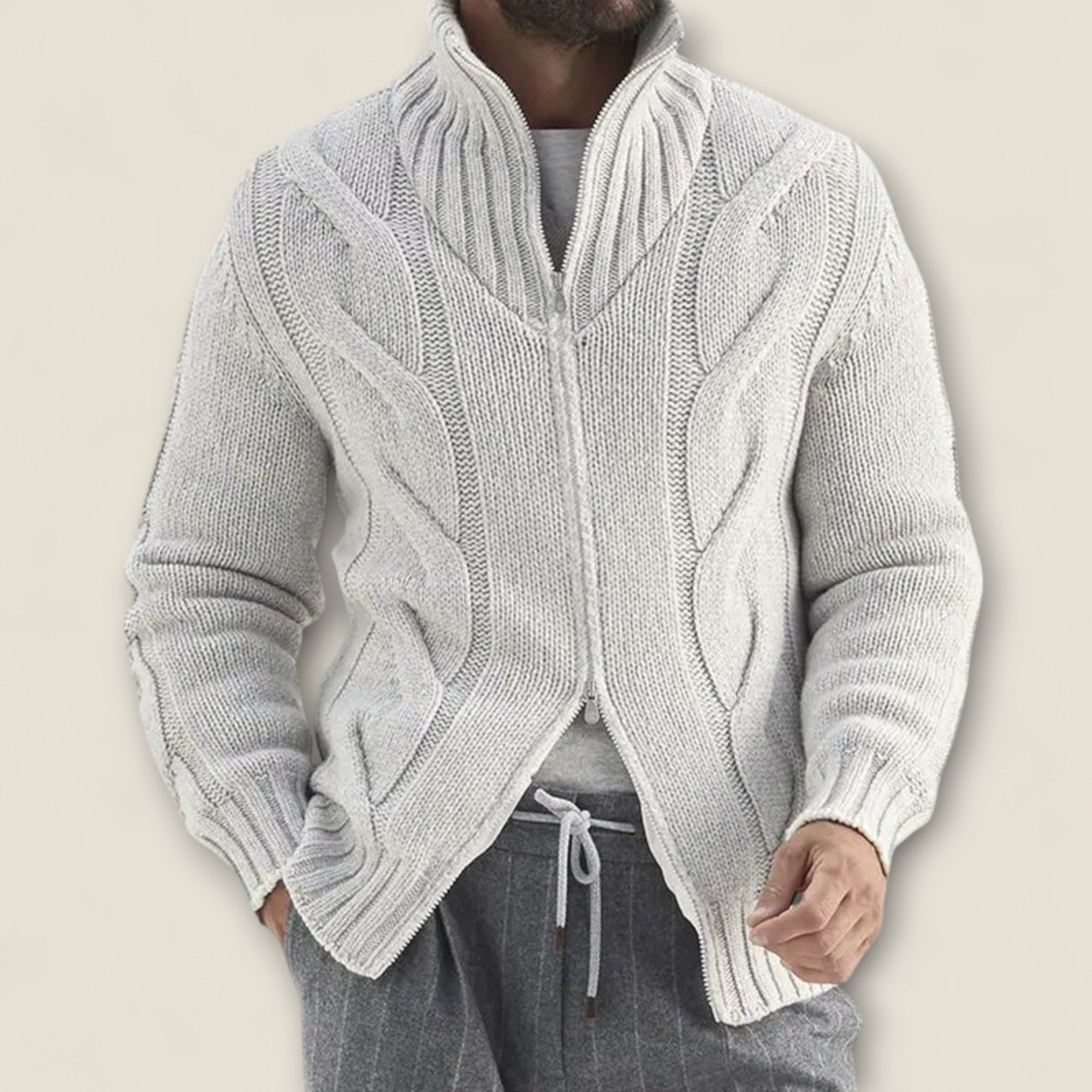 Stefano - Kabelstrikket Zip-Up Jakke