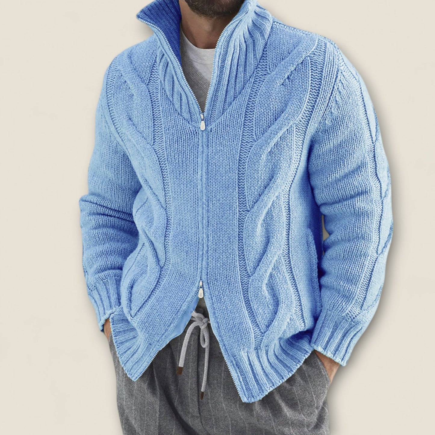 Stefano - Kabelstrikket Zip-Up Jakke