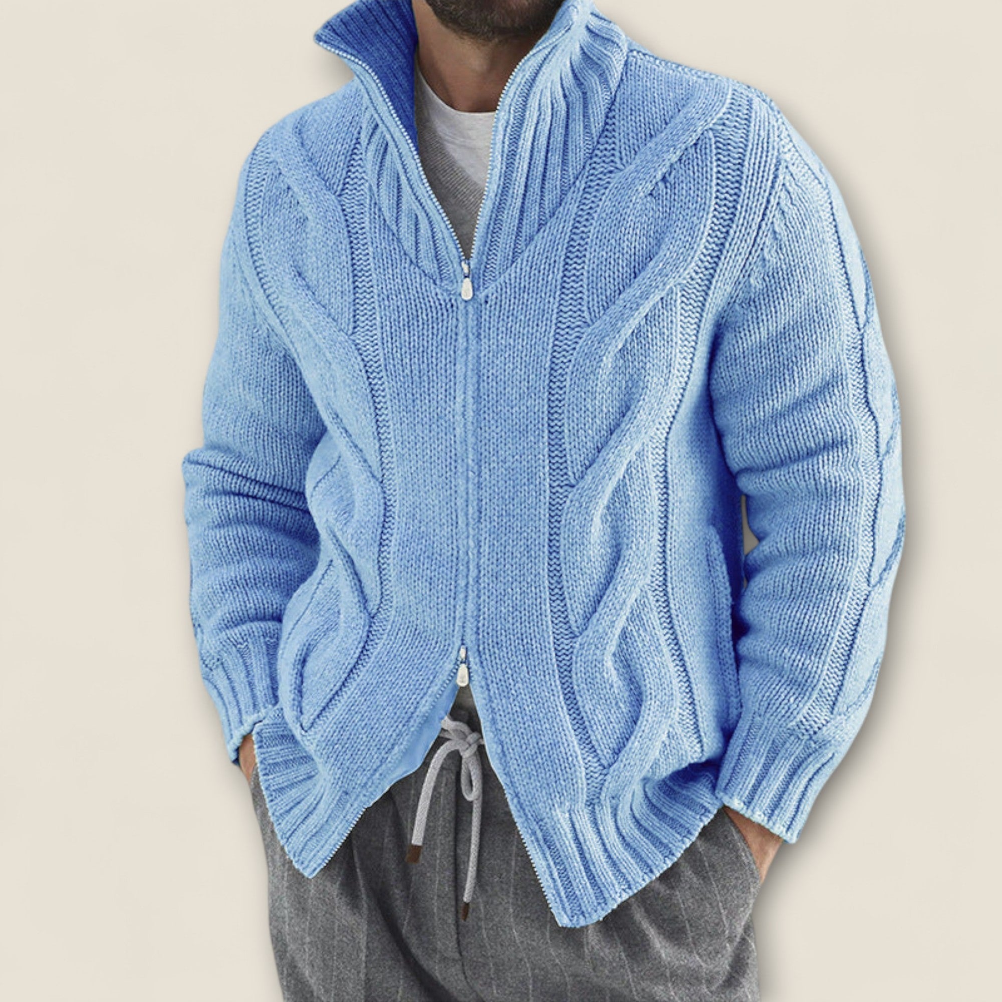 Stefano - Kabelstrikket Zip-Up Jakke