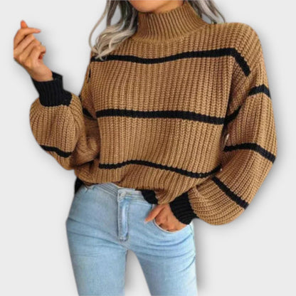Chavala - Turtleneck Sweater med Striber