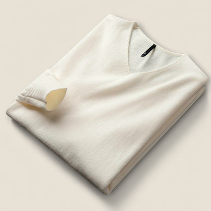 Alessio - V-Hals Sweater i Uld-Kashmir Blandning