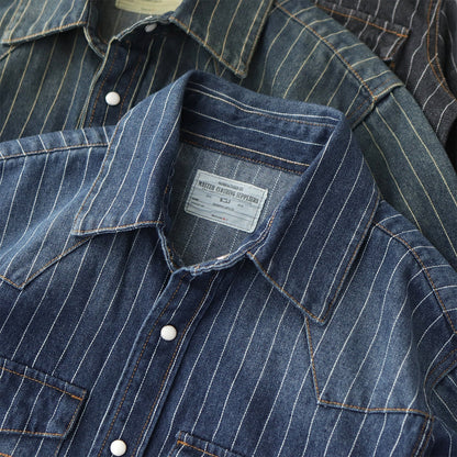 Leon - Stribet Denimskjorte