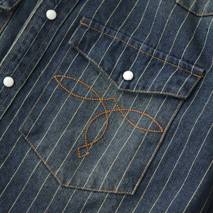 Leon - Stribet Denimskjorte