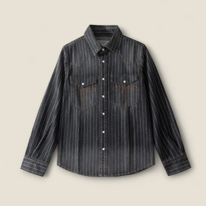 Leon - Stribet Denimskjorte