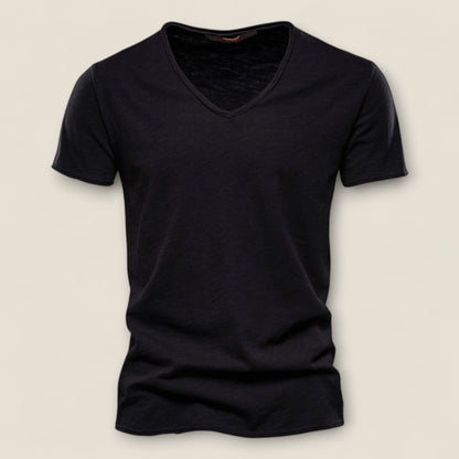 Valerio - V-Hals T-shirt i Slub Cotton