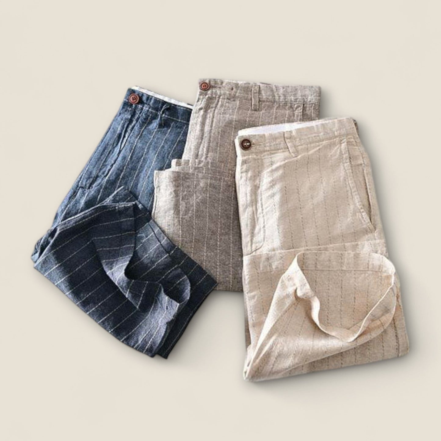 Alonso - Stribede Linned Bermuda Shorts