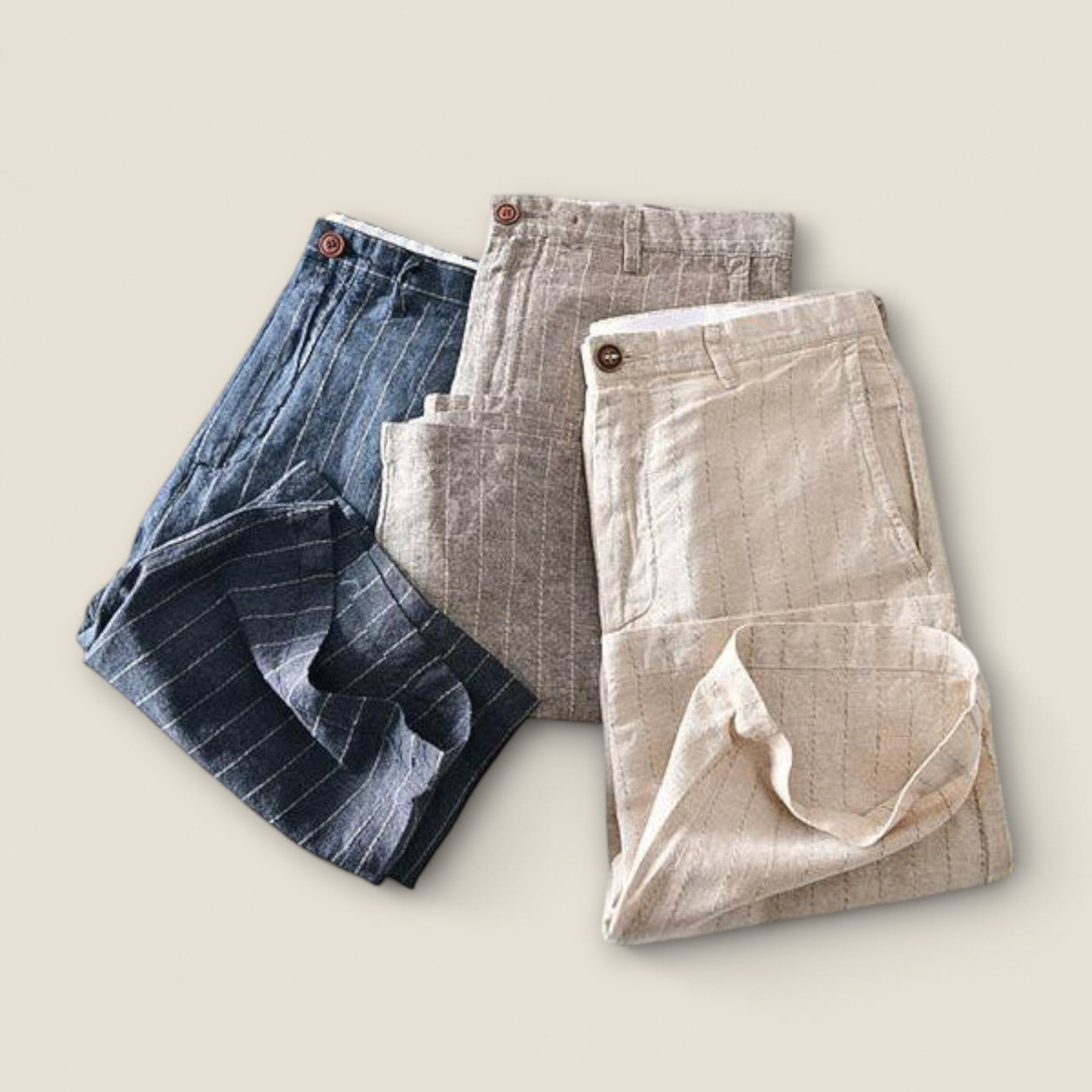 Alonso - Stribede Linned Bermuda Shorts