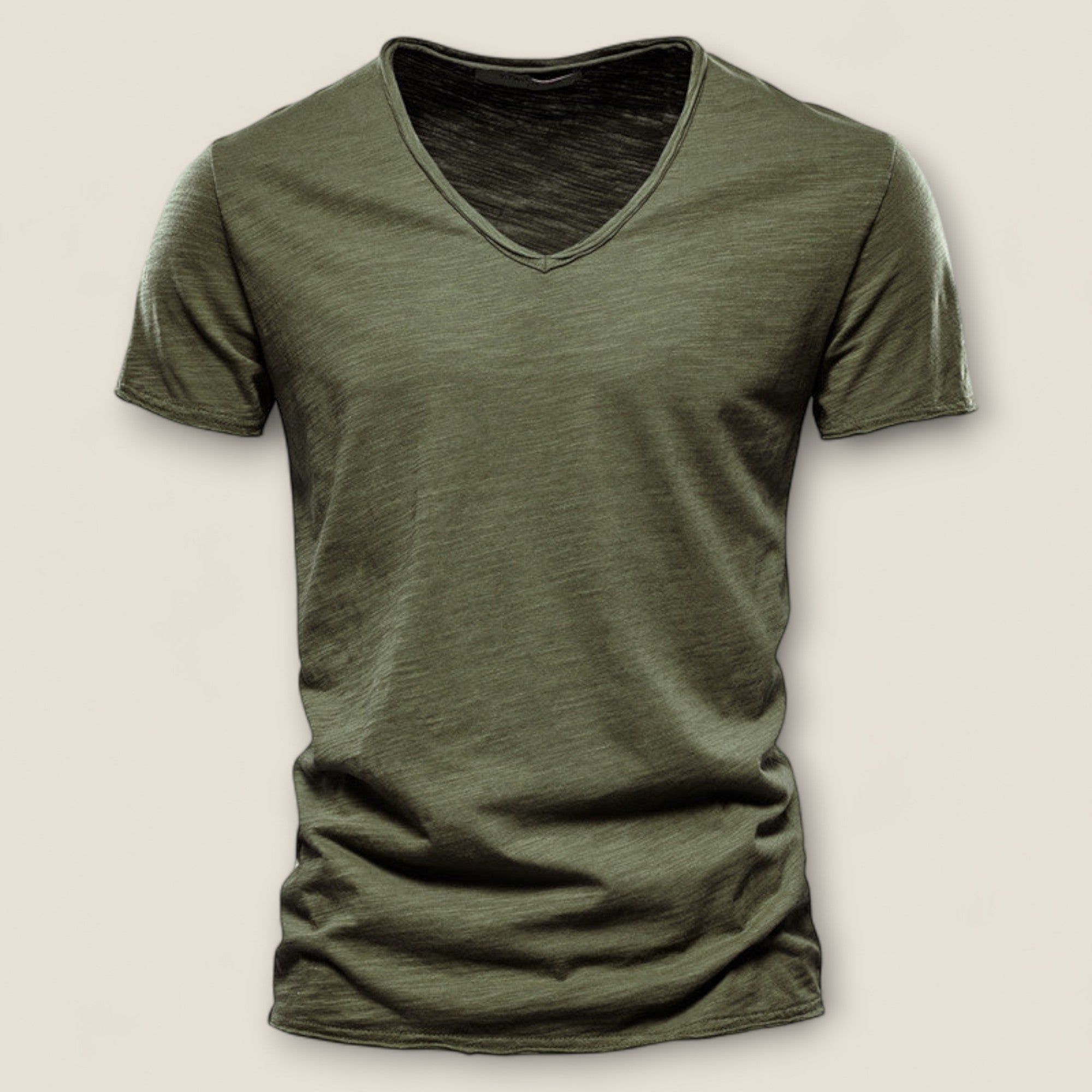 Valerio - V-Hals T-shirt i Slub Cotton
