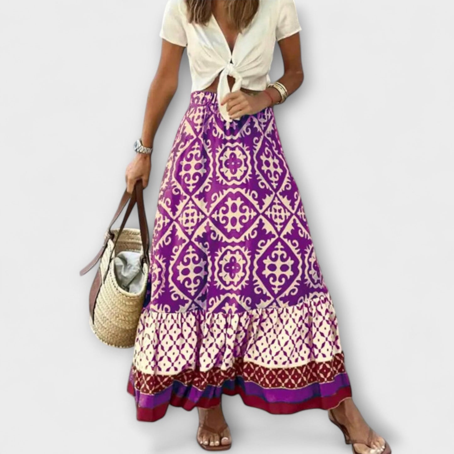 Dagmar - Kvinders Højtaljede Sommernederdel