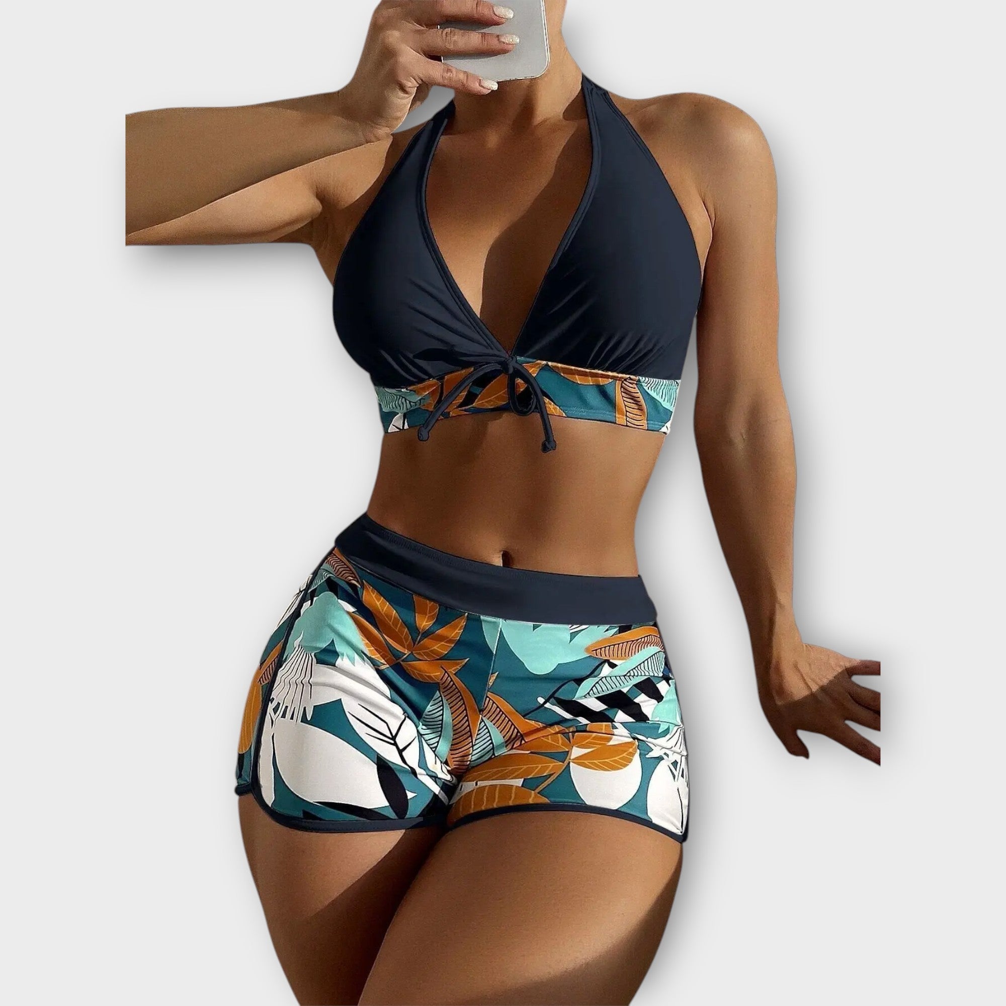 Højtaljet Halterneck Bikini Sæt