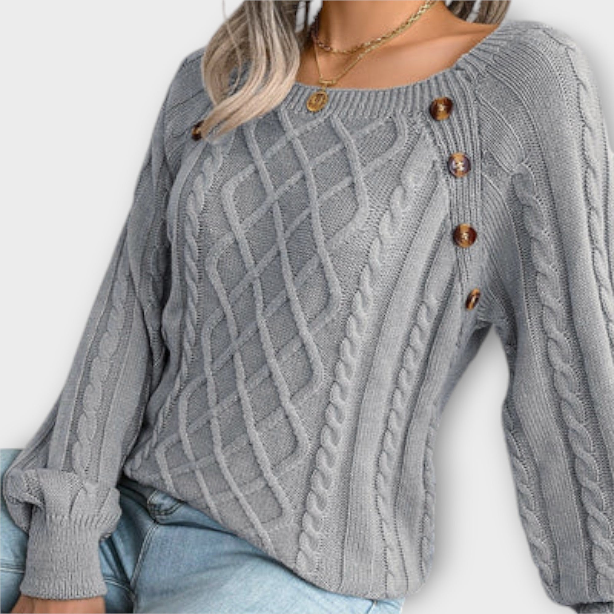 Malia - Strikket Sweater med Knapper