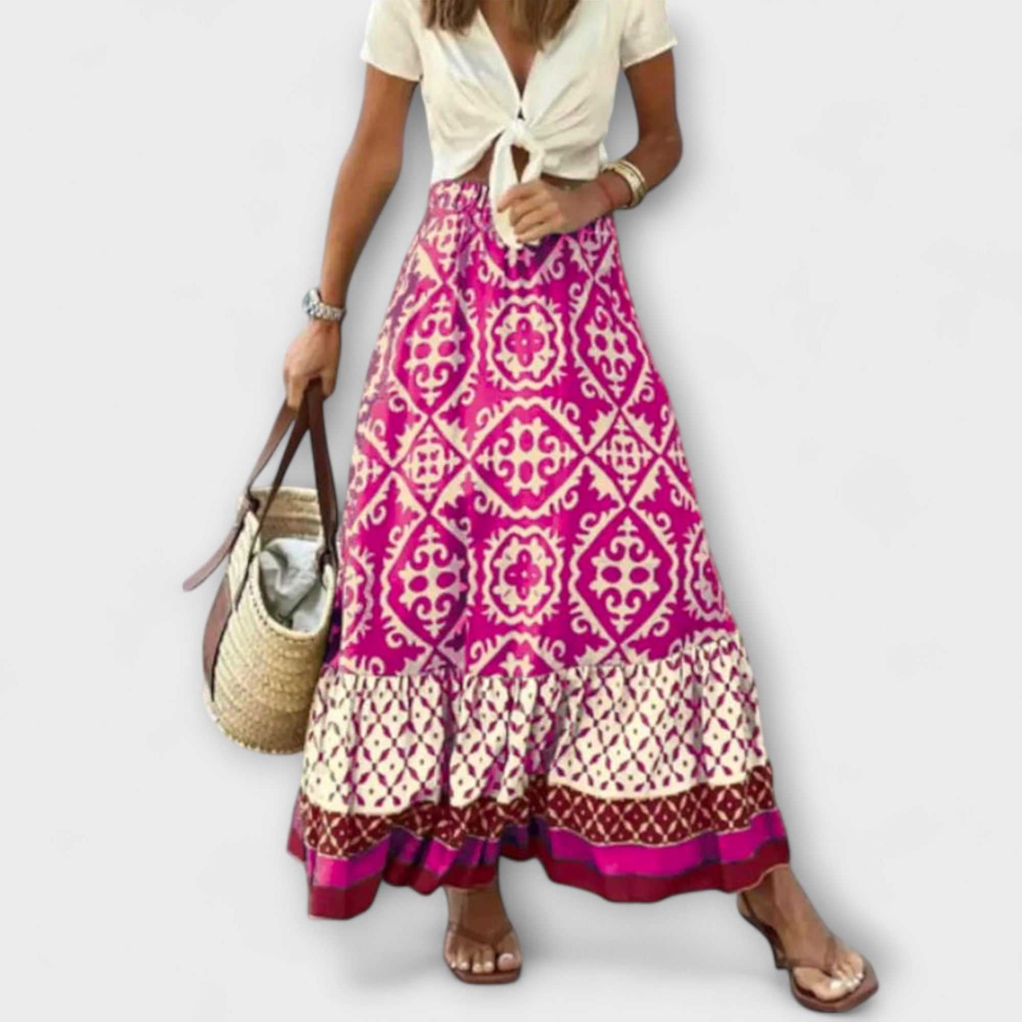 Dagmar - Kvinders Højtaljede Sommernederdel