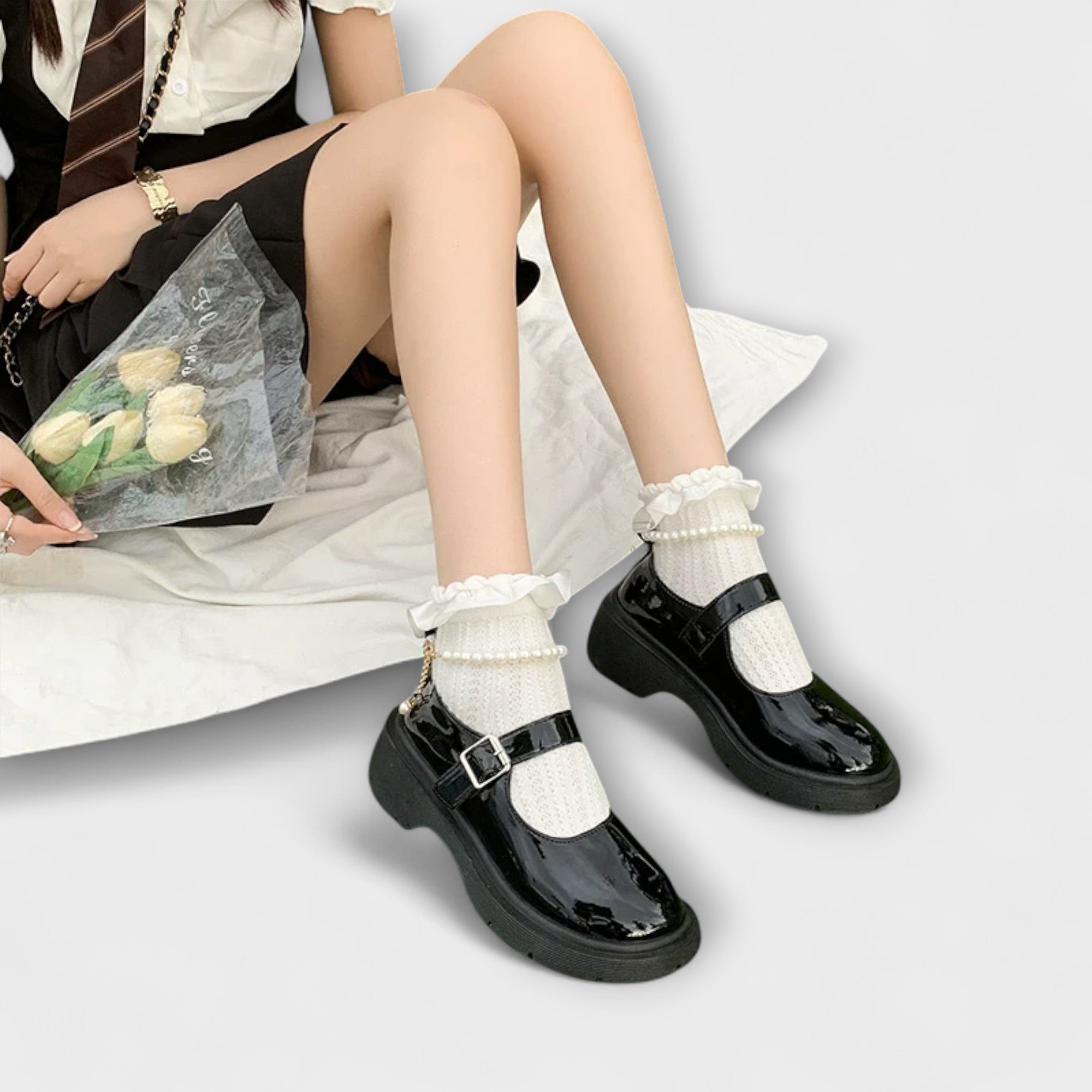 Perle - Luksus Perle Mary Jane Lædersko