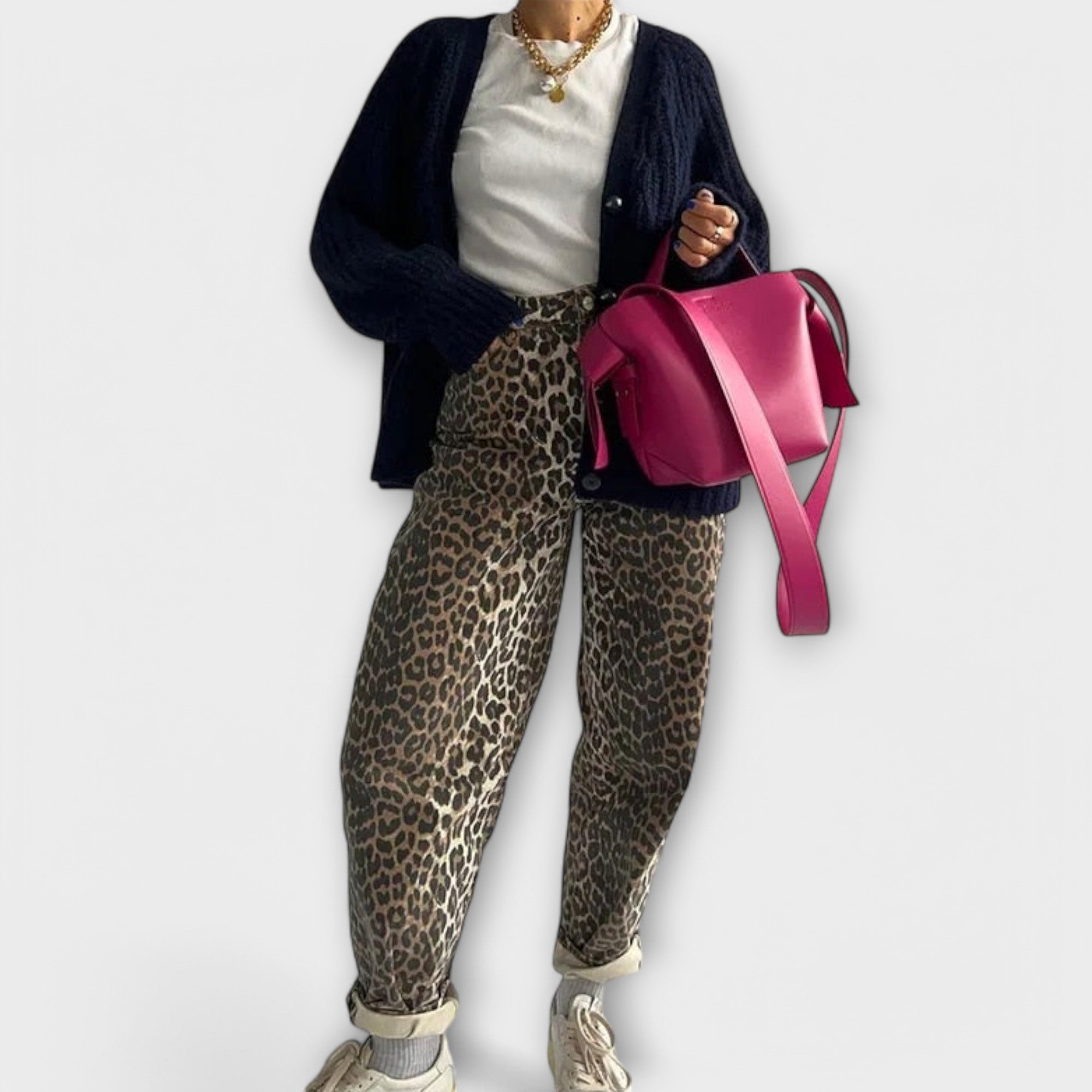 Chandra - Vintage Jeans med Leopardprint