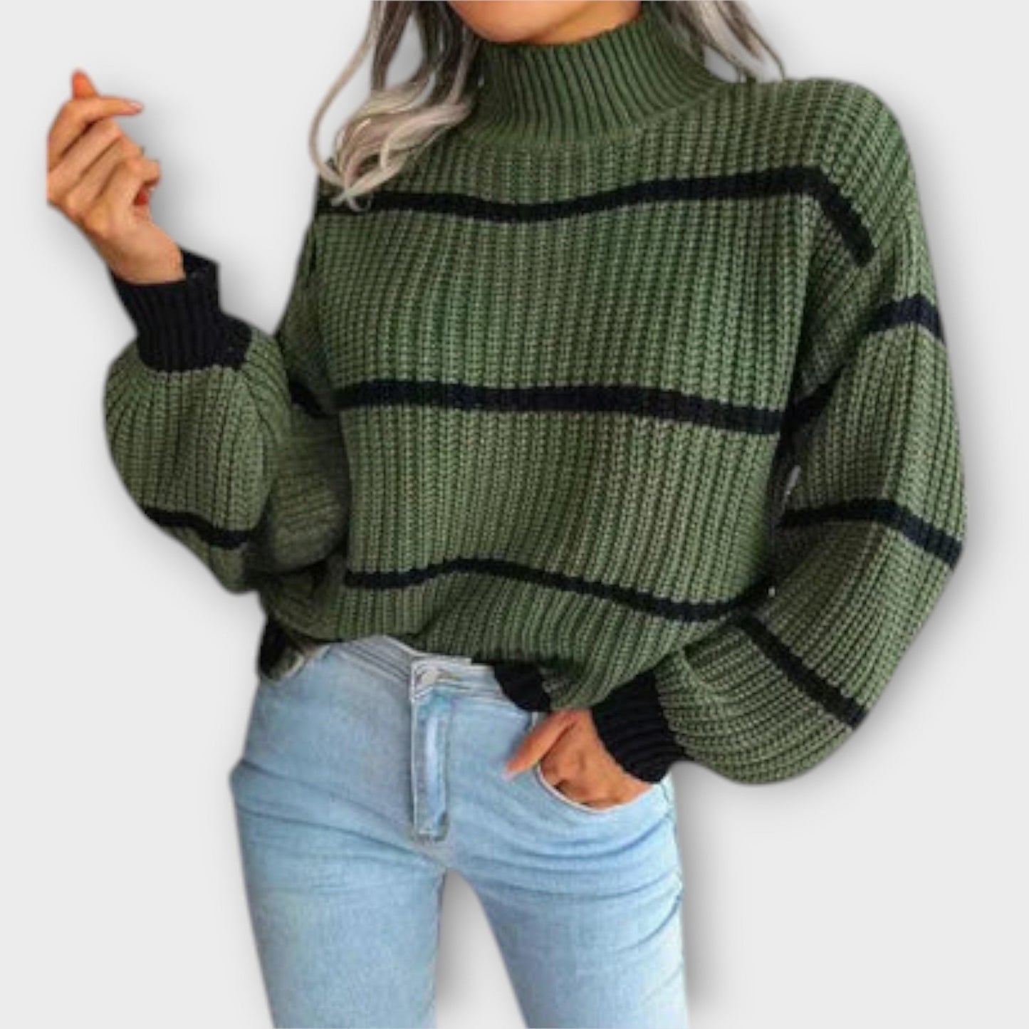 Chavala - Turtleneck Sweater med Striber