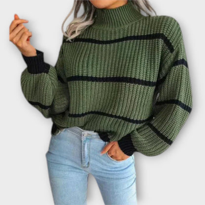 Chavala - Turtleneck Sweater med Striber