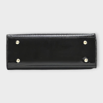 Lora. - Glansfuld Krokodillemønster Håndtaske